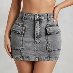 🩶 Falda cargo de mezclilla — Gris 
