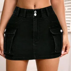 🖤 Falda cargo de mezclilla — Gris Oscuro