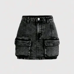 🩶 Falda cargo de mezclilla — Gris