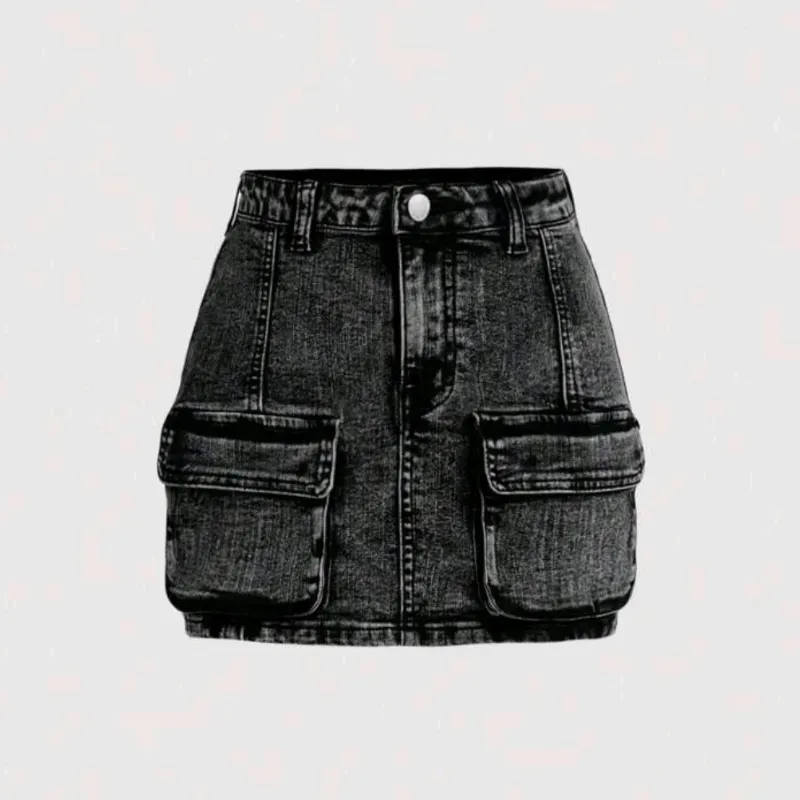 🩶 Falda cargo de mezclilla — Gris