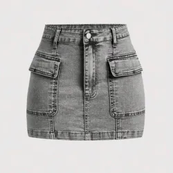 🩶 Falda cargo de mezclilla — Gris 