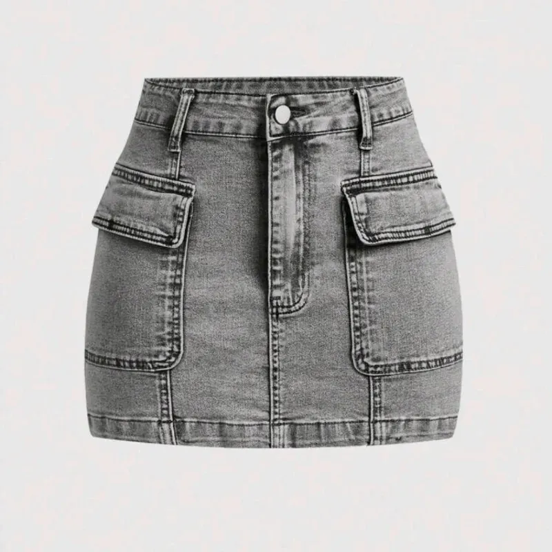 🩶 Falda cargo de mezclilla — Gris 