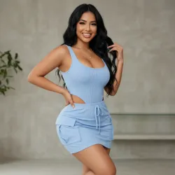 💙 Conjunto falda corta y body — Azul