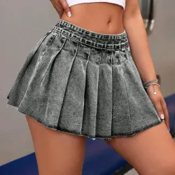 Falda d mezclilla plisada gris