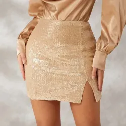 🤎 Falda de lentejuelas — Beige