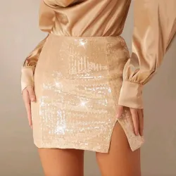 🤎 Falda de lentejuelas — Beige