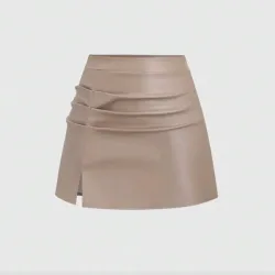 🤎 Falda de vinil — Beige