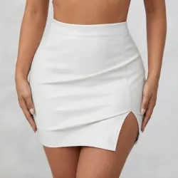 🤍 Falda de vinil — Blanco