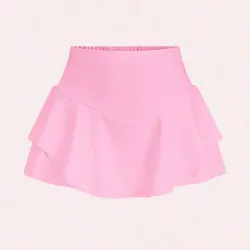 Falda short con vuelos rosa