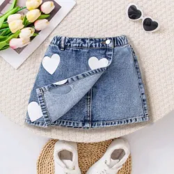 Falda vaquera estampado corazon