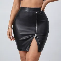 🖤 Falda vinil con ziper — Negro