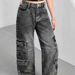 🩶 Jean Cargo — Gris