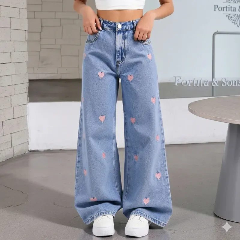 💙 Jean con decoraciones — Azul Claro