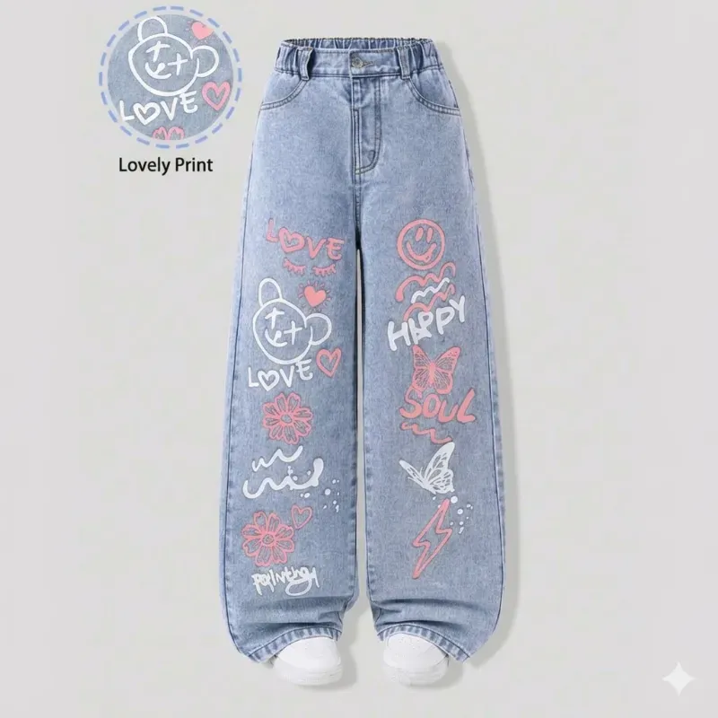 💙 Jean con decoraciones — Azul Claro