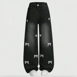 🖤 Jean con decoraciones — Gris oscuro