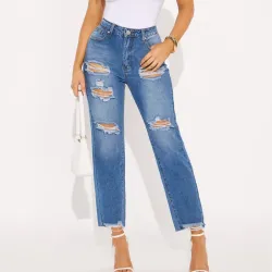 💙 Jeans de pierna recta — Azul