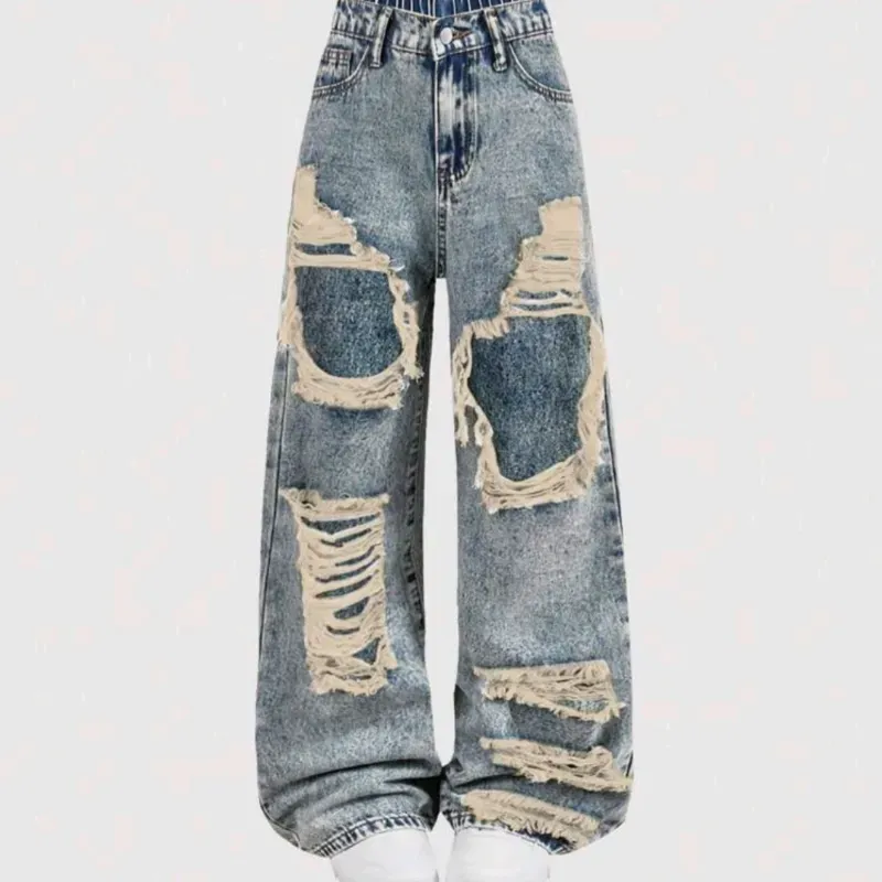 Jeans recto ripiado