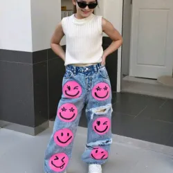 Jeans rectos con carita