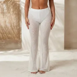 🤍 Pantalón playero de malla — Blanco