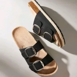 🖤 Sandalias Prácticas con borde de saco — Negro