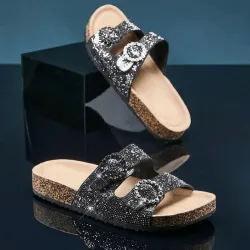 🖤 Sandalias Prácticas con brillos — Negro