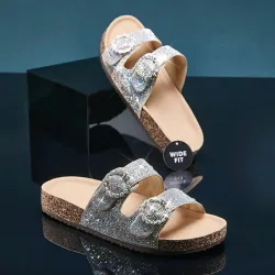🩶 Sandalias Prácticas con brillos — Plateado