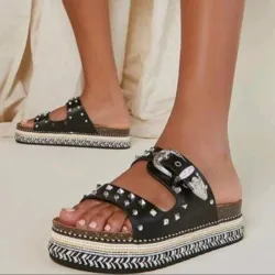 🖤 Sandalias Prácticas con tachuelas — Negro