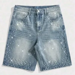Short d mezclilla diseño d perlas