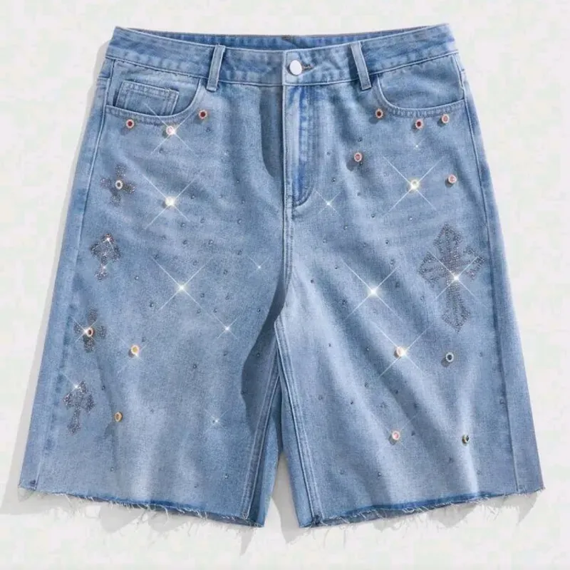 💙 Short de mezclilla con brillos — Azul