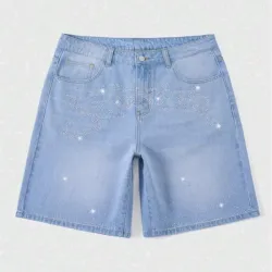 🩵 Short de mezclilla con brillos— Azul Claro