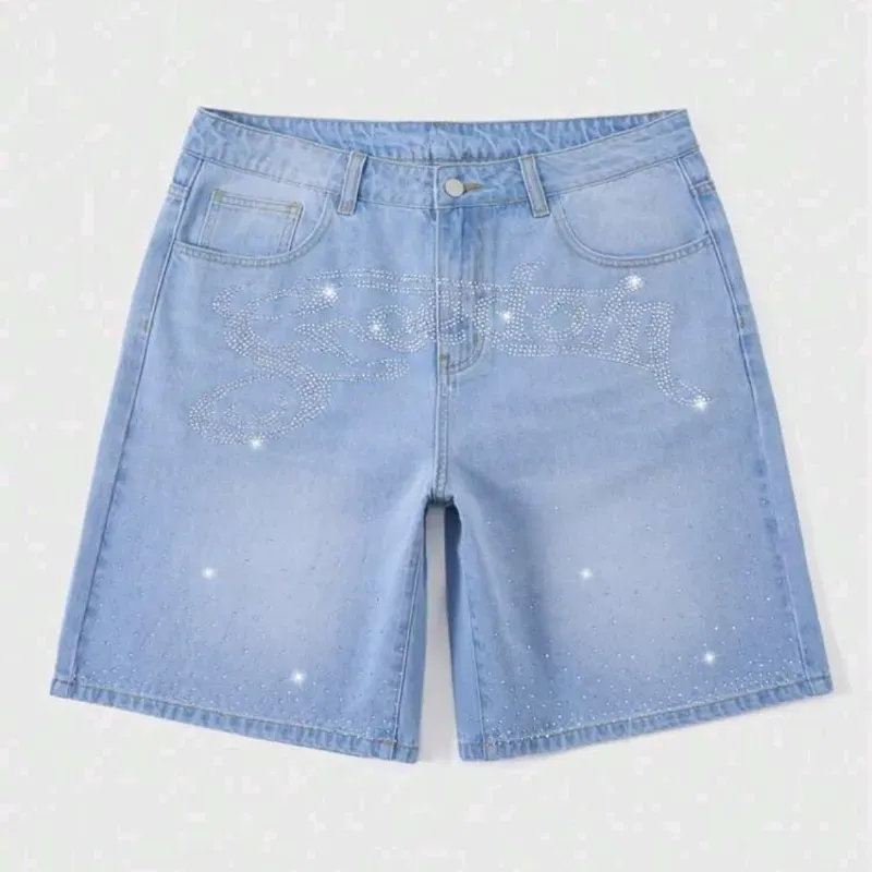 🩵 Short de mezclilla con brillos— Azul Claro