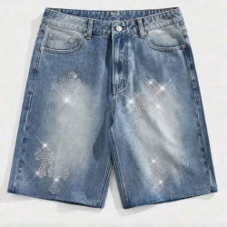 🩵 Short de mezclilla con brillos — Azul