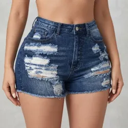 💙 Short de mezclilla con desgarro — Azul