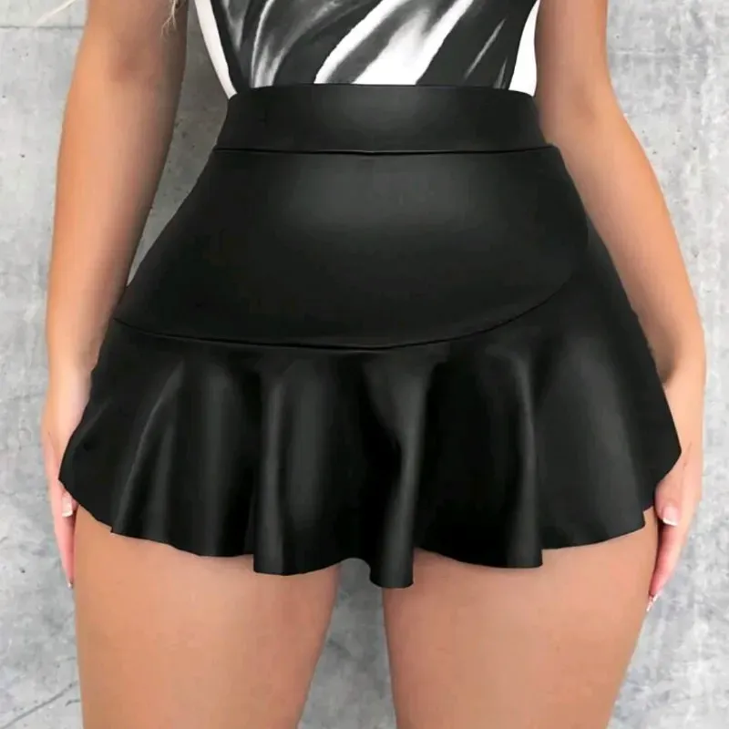 🖤 Skort negro simula vinil — Negro