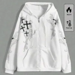 Sudadera con capucha y siper blanca 