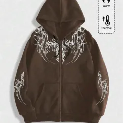 Sudadera con capucha y siper carmelita