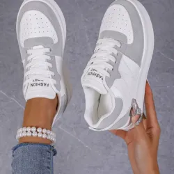 Tenis blanco/gris de suela alta