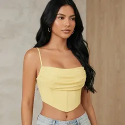 💛 Top fruncido de tirantes — Amarillo