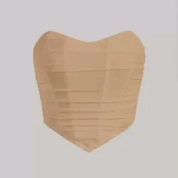 Top beige con bajo en pico y ziper atrás 