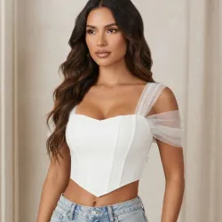 🤍 Top estilo corsé — Blanco
