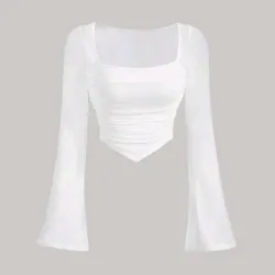 Top blanco mangas largas acampanadas 