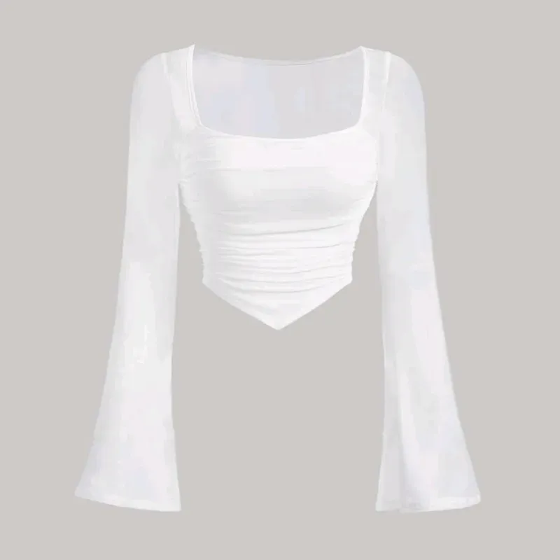 Top blanco mangas largas acampanadas 