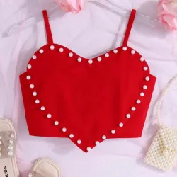 ❤️ Top corazón con perlas — Rojo