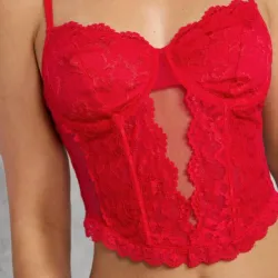 ❤️ Top de encaje y malla — Rojo 