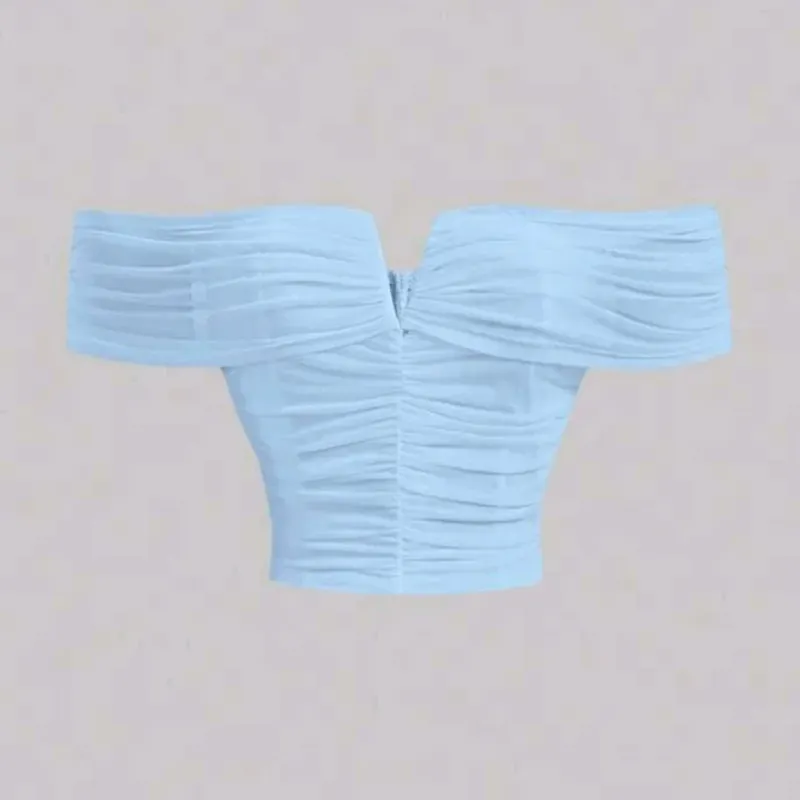 🩵 Top de hombros descubiertos — Azul