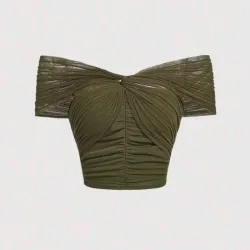 💚 Top de hombros descubiertos girante delantero — Verde
