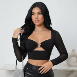 🖤 Top de mangas largas — Negro