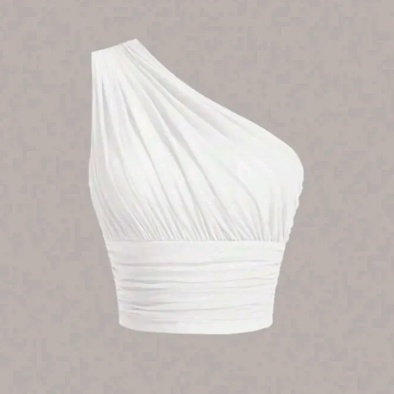 🤍 Top de un hombro — Blanco