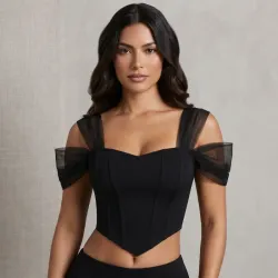 🖤 Top estilo corsé — Negro