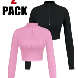 Top manga larga rosa